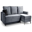 Ecksofa >Marti< in blau-grau, Cord - 230x89x148cm...