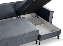 Ecksofa >Marti< in blau-grau, Cord - 230x89x148cm (BxHxT)