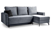Ecksofa >Marti< in blau-grau, Cord - 230x89x148cm (BxHxT)