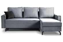Ecksofa >Marti< in blau-grau, Cord - 230x89x148cm (BxHxT)