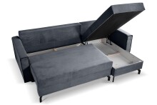 Ecksofa >Marti< in blau-grau, Cord - 230x89x148cm (BxHxT)