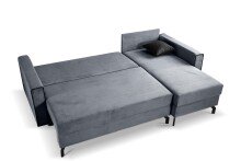 Ecksofa >Marti< in blau-grau, Cord - 230x89x148cm (BxHxT)