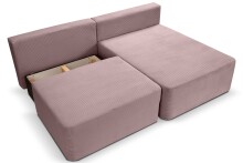 Ecksofa >Amsterix< in altrosa, Cord - 213x95x158cm (BxHxT)