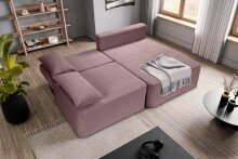 Ecksofa >Amsterix< in altrosa, Cord - 213x95x158cm (BxHxT)