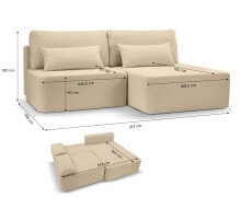 Ecksofa >Amsterix< in beige, Boucle - 213x95x158cm (BxHxT)