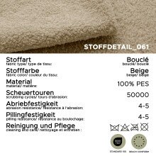 Ecksofa >Amsterix< in beige, Boucle - 213x95x158cm (BxHxT)