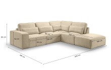 Ecksofa >Lux< in beige, Webstoff - 305x90x281cm (BxHxT)