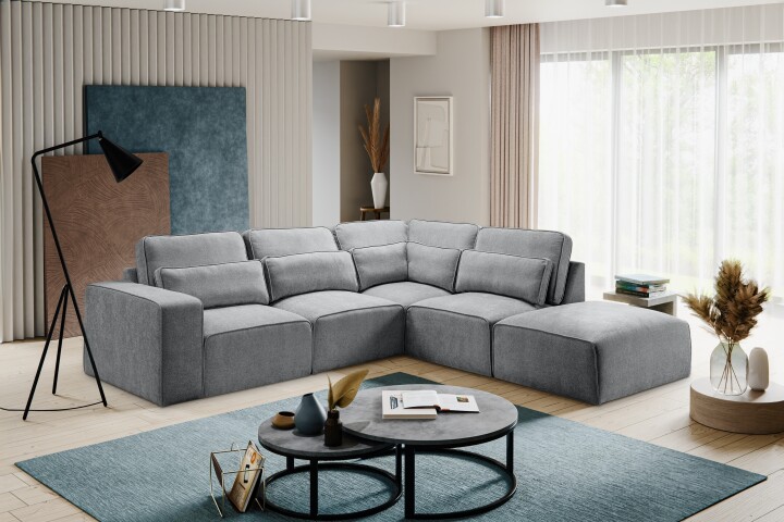 Ecksofa >Lux< in grau, Webstoff - 305x90x281cm (BxHxT)