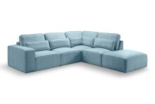 Ecksofa >Lux< in hellblau, Webstoff - 305x90x281cm (BxHxT)