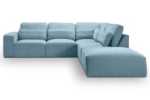 Ecksofa >Lux< in hellblau, Webstoff - 305x90x281cm (BxHxT)