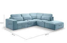 Ecksofa >Lux< in hellblau, Webstoff - 305x90x281cm (BxHxT)