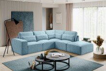 Ecksofa >Lux< in hellblau, Webstoff - 305x90x281cm...