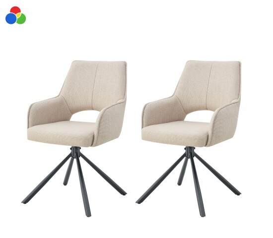 Esszimmerstuhl >Jana< 2er Set in creme, Webstoff - 57x91x64cm (BxHxT) 360° Drehfunktion