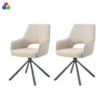 Esszimmerstuhl >Jana< 2er Set in creme, Webstoff -...