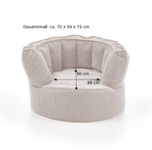 Sessel >Snuggle< in beige, Cord - 75x55x72cm (BxHxT)