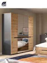 Kleiderschrank >Canu< in Basalt Grau / Artisan -...