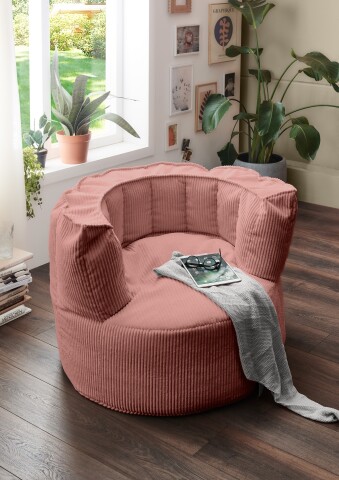 Sessel >Snuggle< in rosa, Cord - 95x65x95cm (BxHxT)