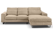 Ecksofa >Bolivia< in beige, Cord - 276x91x183cm (BxHxT)