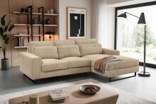 Ecksofa >Bolivia< in beige, Cord - 276x91x183cm...