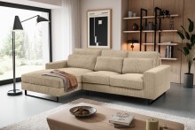 Ecksofa >Bolivia< in beige, Cord - 276x91x183cm...