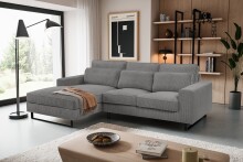 Ecksofa >Bolivia< in grau, Cord - 276x91x183cm (BxHxT)