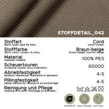 Ecksofa >Bolivia< in braun-beige, Cord - 276x91x183cm (BxHxT)