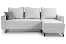 Ecksofa >Marti< in hellgrau, Cord - 230x89x148cm (BxHxT)
