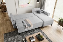 Ecksofa >Marti< in hellgrau, Cord - 230x89x148cm (BxHxT)