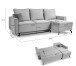 Ecksofa >Marti< in hellgrau, Cord - 230x89x148cm (BxHxT)