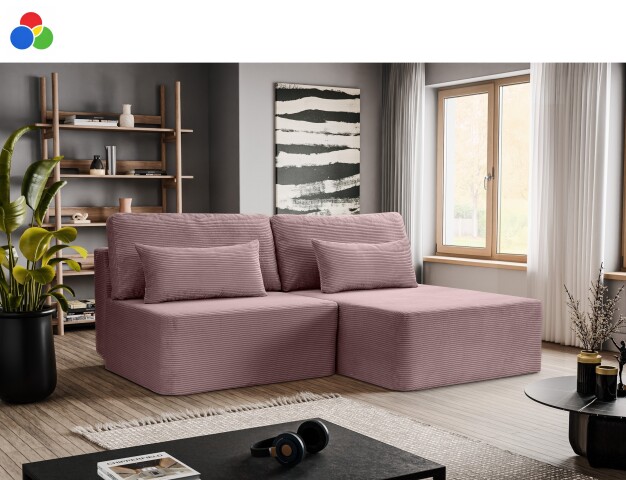Ecksofa >Amsterix< in altrosa, Cord - 213x95x158cm (BxHxT)