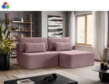Ecksofa >Amsterix< in altrosa, Cord - 213x95x158cm...