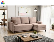 Ecksofa >Marti< in altrosa, Cord - 230x89x148cm...
