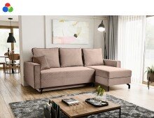 Ecksofa >Marti< in altrosa, Cord - 230x89x148cm...