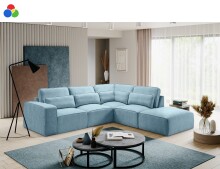 Ecksofa >Lux< in hellblau, Webstoff - 305x90x281cm...