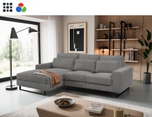 Ecksofa >Bolivia< in grau, Cord - 276x91x183cm (BxHxT)