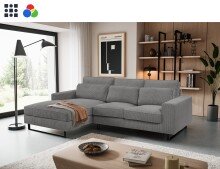 Ecksofa >Bolivia< in grau, Cord - 276x91x183cm (BxHxT)