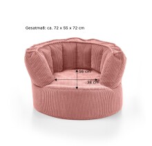 Sessel >Snuggle< in rosa, Cord - 72x55x72cm (BxHxT)