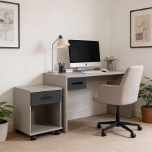 Schreibtisch >BAHAMAS< in GRAFIT + SAHARAGRAU - 140x72x70cm (BxHxT)