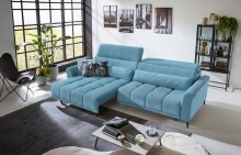 Big-Sofa >Wolve< 2x elektr. Verstellung, Fein-Cord blau - 280x108x118cm (BxHxT)