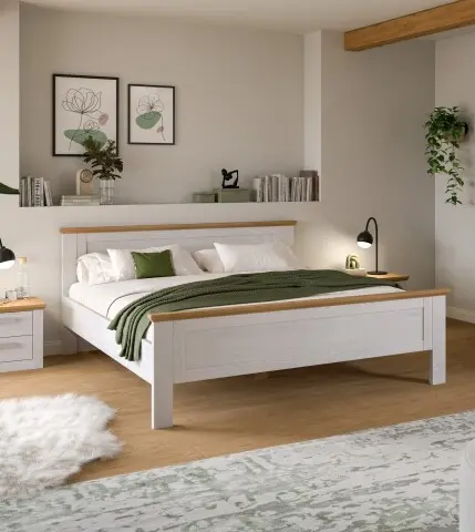 Bettgestell >Verona< in Sibiu Lärche, Spannplatte/MDF - 189x90x209cm (BxHxT)