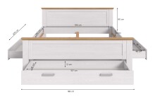 Bettgestell >Verona< in Sibiu Lärche, Spannplatte/MDF - 189x90x209cm (BxHxT)
