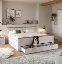 Bettgestell >Verona< in Sibiu Lärche, Spannplatte/MDF - 189x90x209cm (BxHxT)