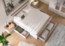 Bettgestell >Verona< in Sibiu Lärche, Spannplatte/MDF - 189x90x209cm (BxHxT)