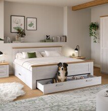 Bettgestell >Verona< in Sibiu Lärche, Spannplatte/MDF - 189x90x209cm (BxHxT)