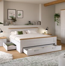 Bettgestell >Verona< in Sibiu Lärche, Spannplatte/MDF - 189x90x209cm (BxHxT)