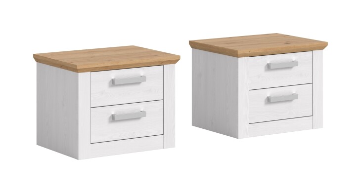 Nachtkommode >Verona< 2er Set in Sibiu Lärche, Spannplatte/MDF - 56x43x39cm (BxHxT)