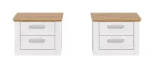 Nachtkommode >Verona< 2er Set in Sibiu Lärche, Spannplatte/MDF - 56x43x39cm (BxHxT)