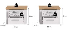 Nachtkommode >Verona< 2er Set in Sibiu Lärche, Spannplatte/MDF - 56x43x39cm (BxHxT)