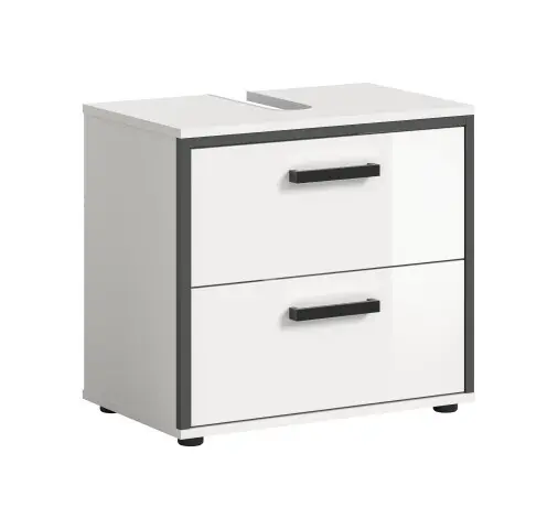 Waschbeckenunterschrank >Kojak< in Weiß Hochglanz - 60x55x37cm (BxHxT)
