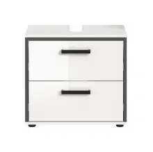 Waschbeckenunterschrank >Kojak< in Weiß Hochglanz - 60x55x37cm (BxHxT)